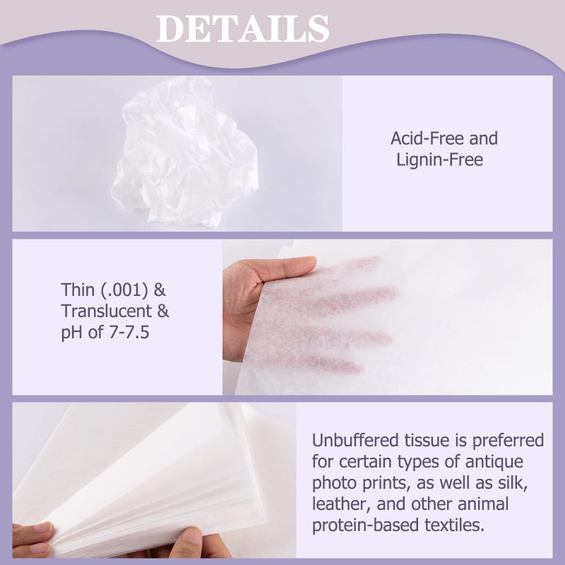 Lineco Unbuffered Acid-Free Interleaving Tissue 8.5" x11", Archival Papers, Preserves Photographs, Artwork and Textiles, for Black & White, Color, and Albumen Prints, Pack of 100 - Image 4